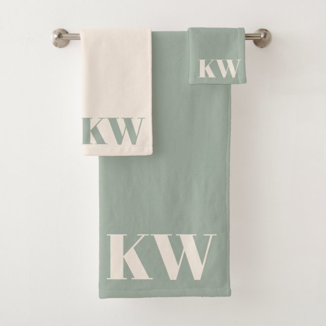 Initiales Monogramme Vert Sauge Moderne Personnali (En situation)