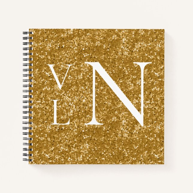 Initiales Monogrammes Customisés Carnet Or (Devant)