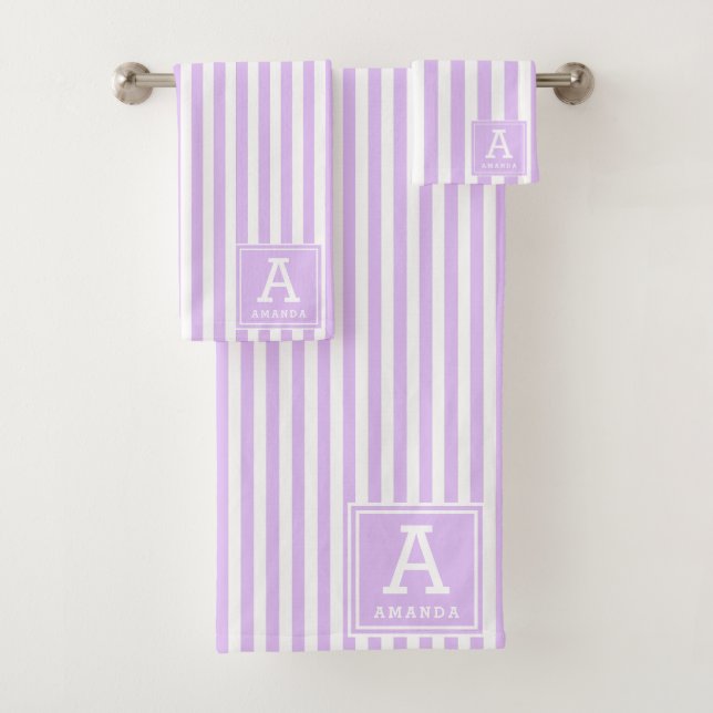 Initiales Monogrammes en Rayures de Cabane Lavande (En situation)