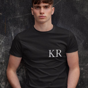 Initiales monogrammes T-shirt noir moderne