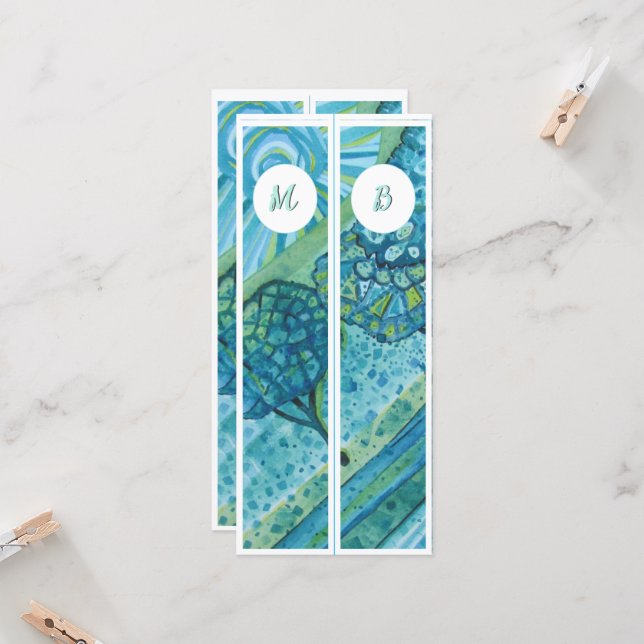 Initiales Monogrammes Whimsical deux Signets (Devant/Arrière en situation)