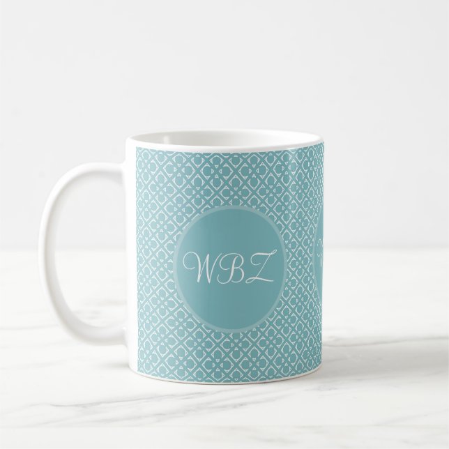Initiales personnalisées Bleues Douces Café Mug (Gauche)