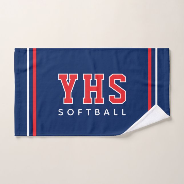 Initiales personnalisées d'école Équipe de softbal (Serviette à main)