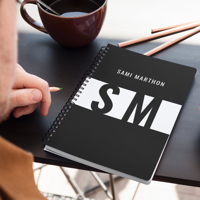 Initiales personnalisées l Élégant Monogramme noir (Créateur téléchargé)