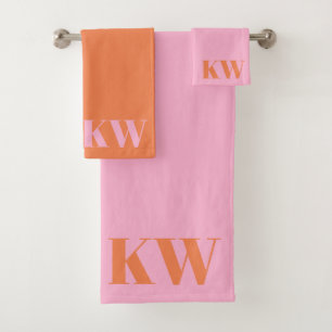 Initiales personnalisées Monogramme Rose Orange Mo