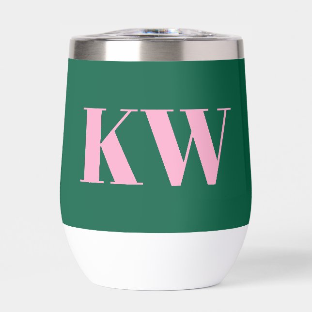 Initiales Personnalisées Monogramme Rose Vert Mode (Avant)