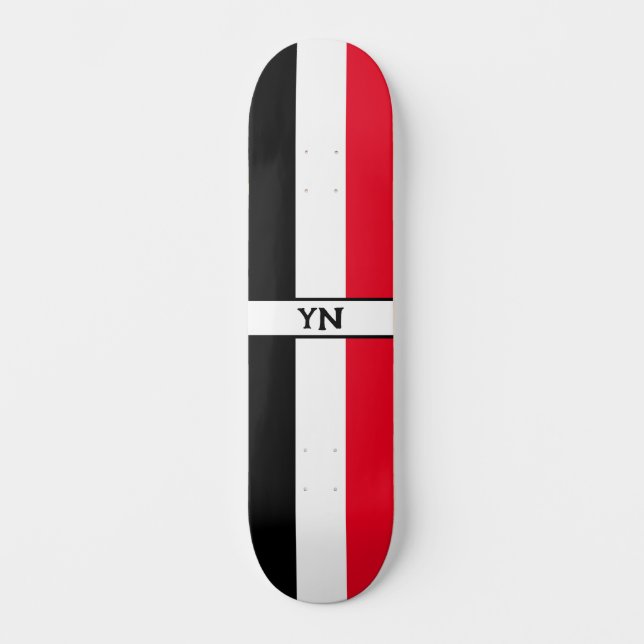 Initiales personnalisées Skateboard noir, blanc et (Recto)