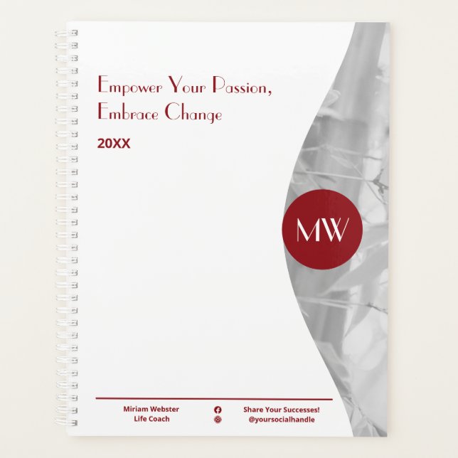 Initiales Photo Rouge Blanc Vie Coach Workbook (Devant)