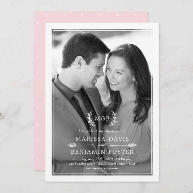 Initiales sucrées COULEUR ÉDITABLE Invitation phot (Devant / Derrière)