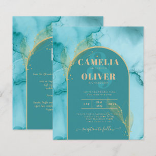 INK Abstrait Turquoise Turquoise Gold Wedding INVI