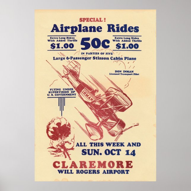Inman Brothers Flying Circus Poster vintage (Devant)