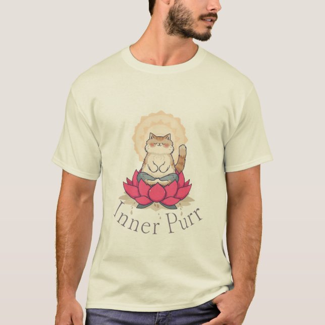 Inner Purr Meditating Cat T-Shirt (Devant)