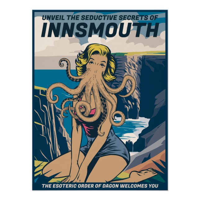 Innsmouth Pin-up Cthulhu Travel Poster Lovecraft (Devant)