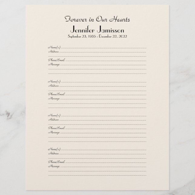 Inscription au remplissage du livre commémoratif P (Devant)