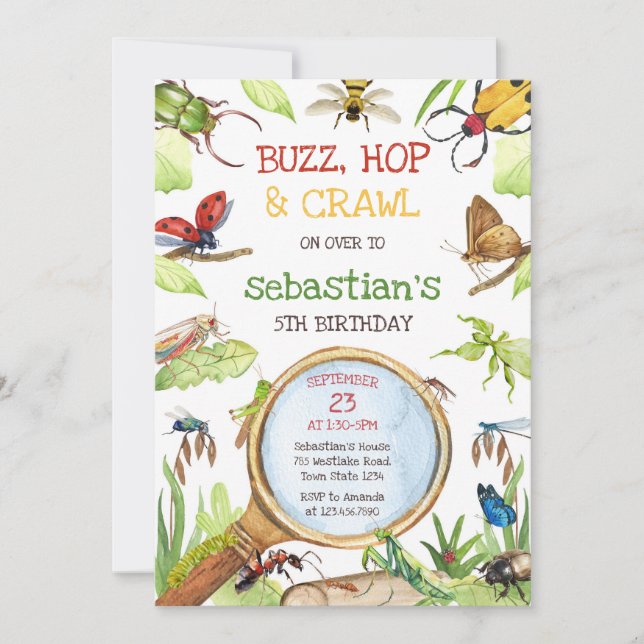 Insect Bug Party Birthday Invitation (Devant)