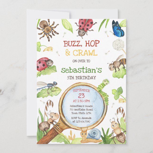Insect Bug Party Birthday Invitation (Devant)