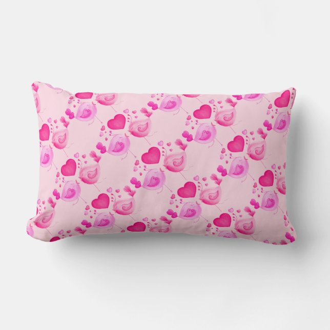 Inséparable coussin de bois rose aquarelle (Recto)