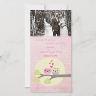 Inséparable Owls Merci Carte photo Mariage