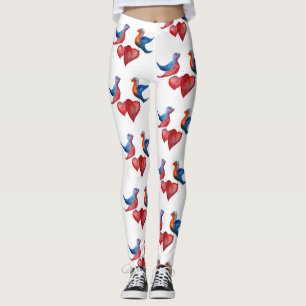 Inséparables, Aquarelle Oiseaux Leggings personnal