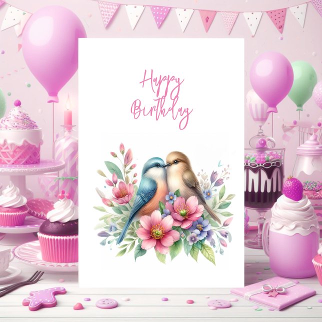 Inséparables au printemps Bonne carte de voeux d'a (Birthday card)