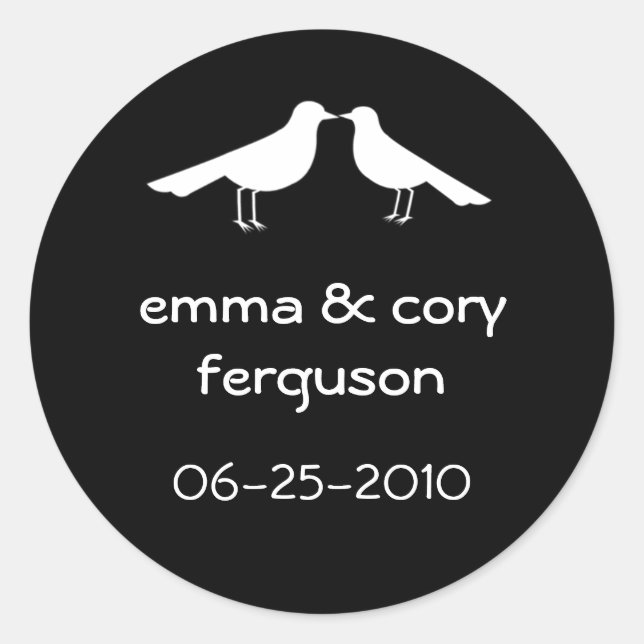 Inséparables blancs - mariage noir - étiquette (Devant)
