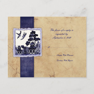 Inséparables bleu et ivoire Mariage vintage RSVP