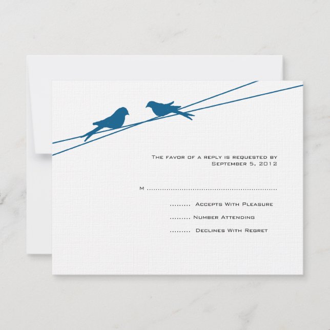Inséparables bleus et blancs sur un RSVP fil (Devant)