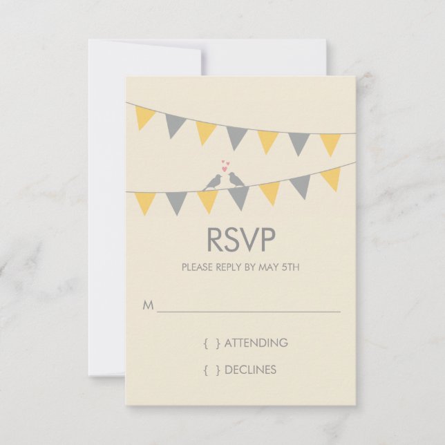 Inséparables Bunting mariage RSVP - gris jaune (Devant)