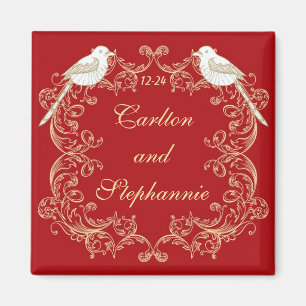 Inséparables Crimson/Creme Mariage Magnet