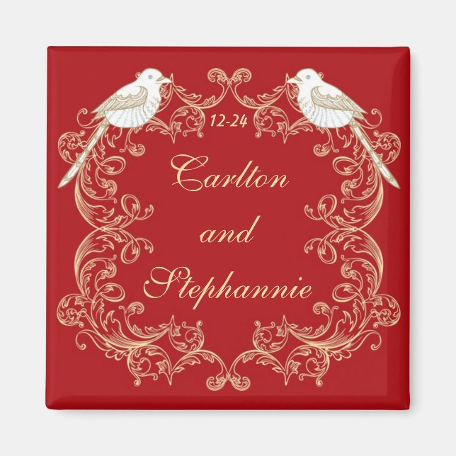 Inséparables Crimson/Creme Mariage Magnet (Devant)