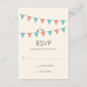 Inséparables de Bunting mariage RSVP - Rose bleu