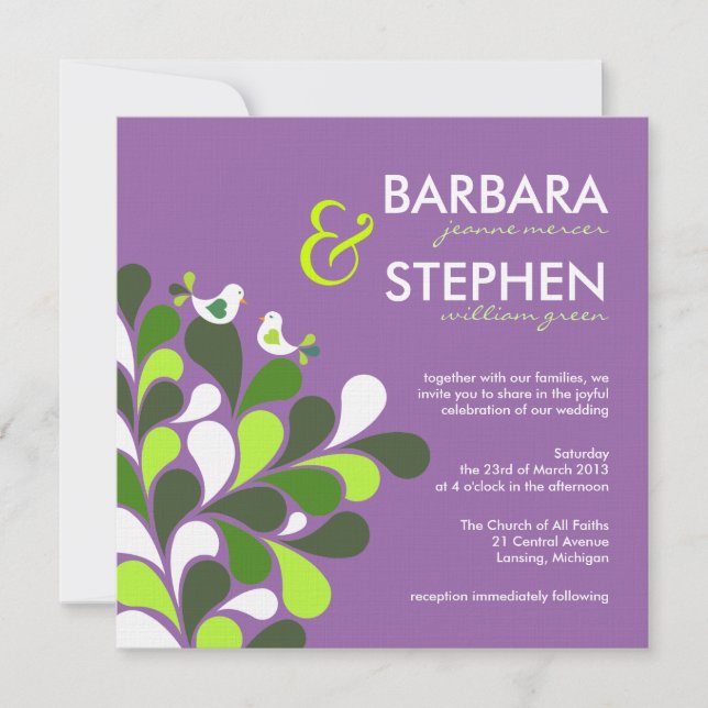 Inséparables de lavande - invitations de toile de (Devant)