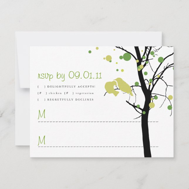 Inséparables en arbre - Pois verts modernes RSVP (Devant)