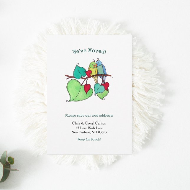 Inséparables en déplacement Faire-part (Love Birds New Address Announcement)