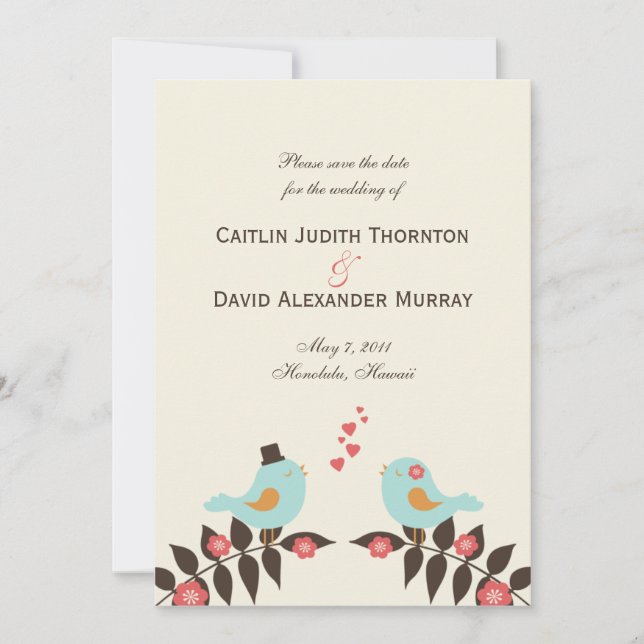 Inséparables Enregistrer La Carte Date (Devant)