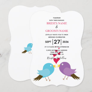 Inséparables et coeurs Invitations de mariage