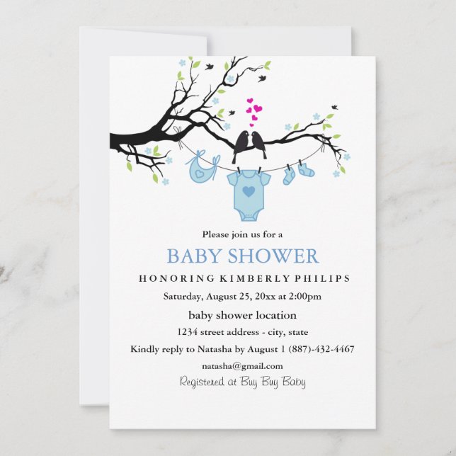 Inséparables | Invitation Baby shower garçon (Devant)
