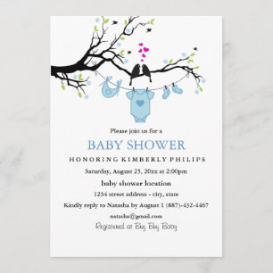 Inséparables   Invitation Baby shower garçon