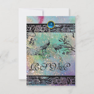 INSÉPARABLES mariages MONOGRAM RSVP or noir vert