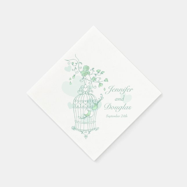 inséparables mariages serviettes en papier vert (Coin)