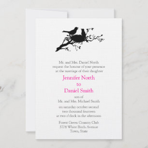 inséparables Nid Silhouette Mariage Invitations