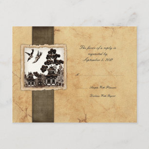 Inséparables noirs et blancs Vintage Wedding RSVP
