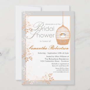Inséparables Peach Bridal Shower Invitations