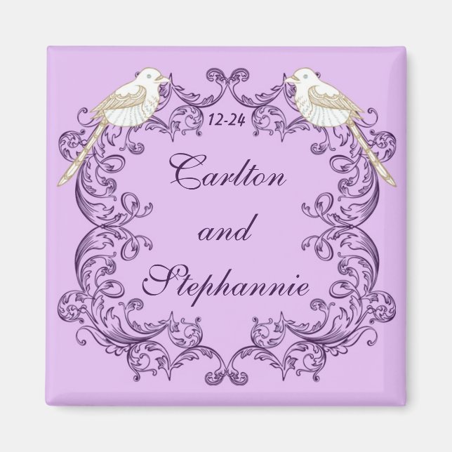 Inséparables Purple/Lavender Mariage Magnet (Devant)