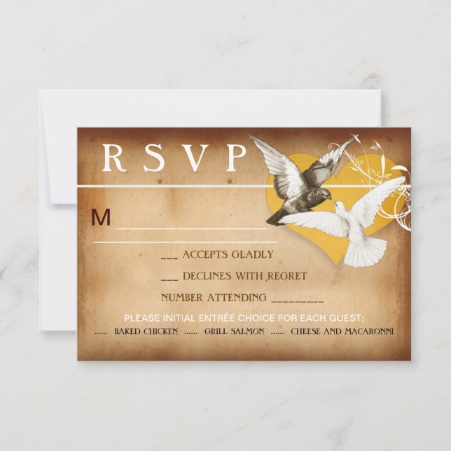 inséparables romantiques et conception rsvp coeur (Devant)