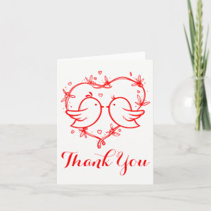 Inséparables Rouges et Cœur Merci Mariage Amour