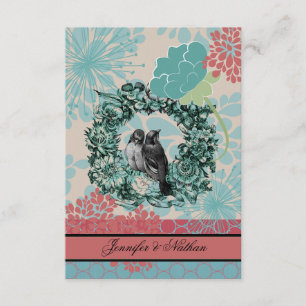 Inséparables sur la carte RSVP Floral Wreath