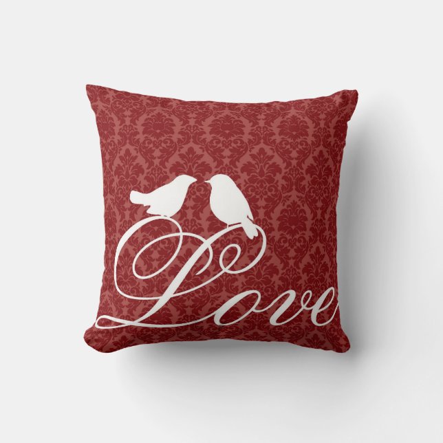 Inséparables sur le coussin rouge de damassé (Recto)