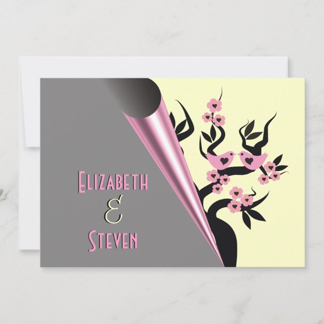 Inséparables Sur Sakura Tree Wedding Invitations (Devant)