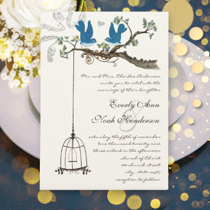 Inséparables vintages Invitation au mariage jaune 